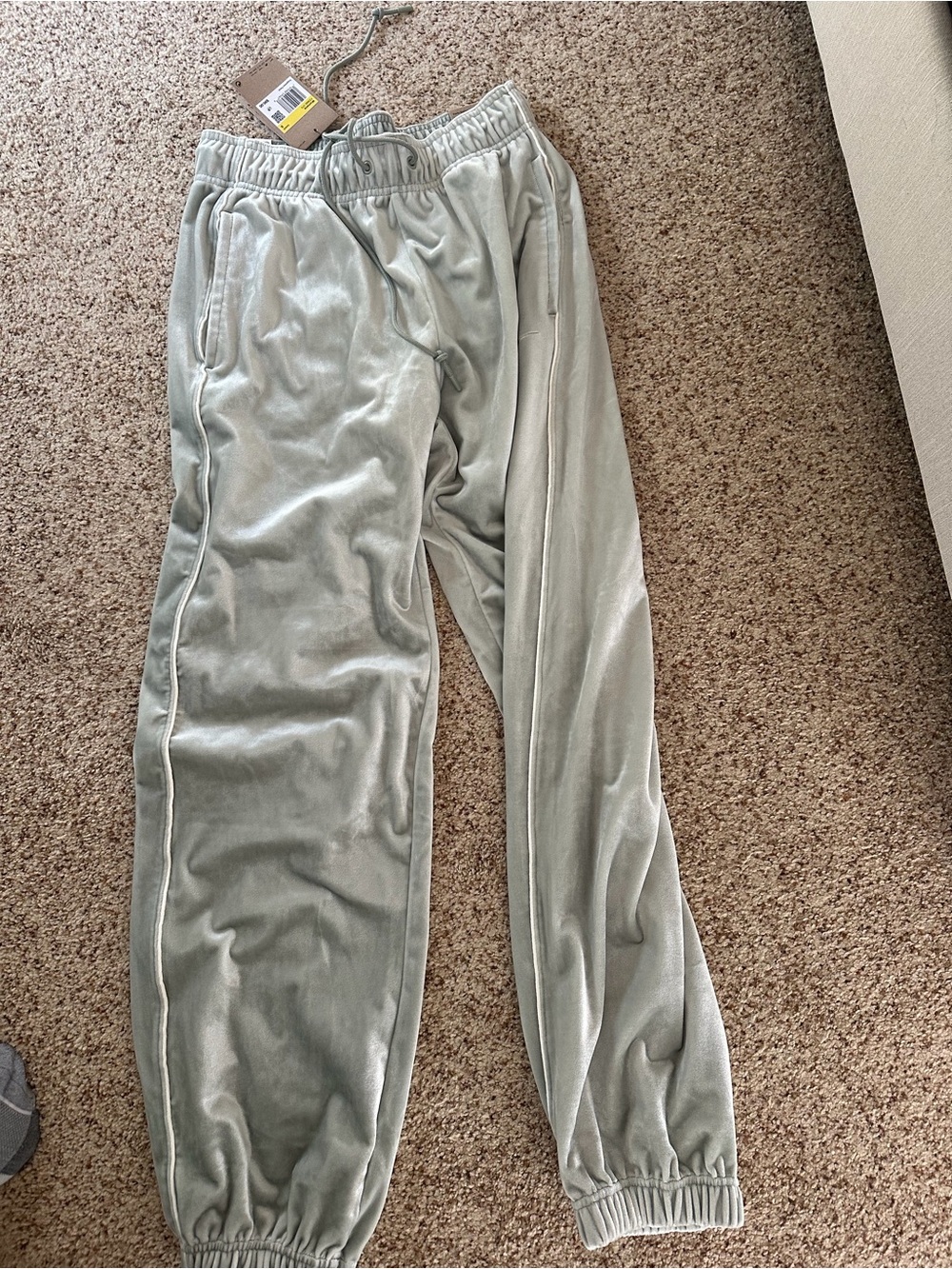 Nike Men's Light Gray Velour Joggers